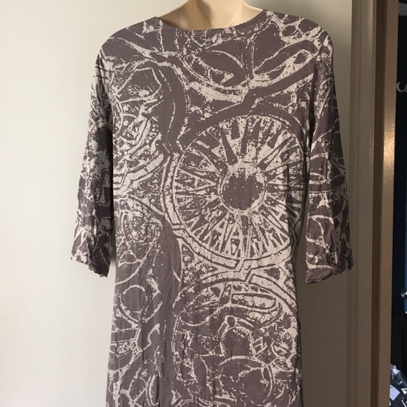 BRYN WALKER Stretch Viscose Print Asymmetric Hem Dress M - Picture 3 of 7
